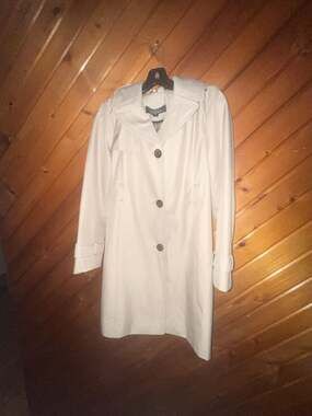 Collection Ellen Tracy Women's Cream Button-Front Trench Coat